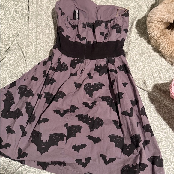 Sourpuss Purple Bat Print Dress - Picture 2 of 4